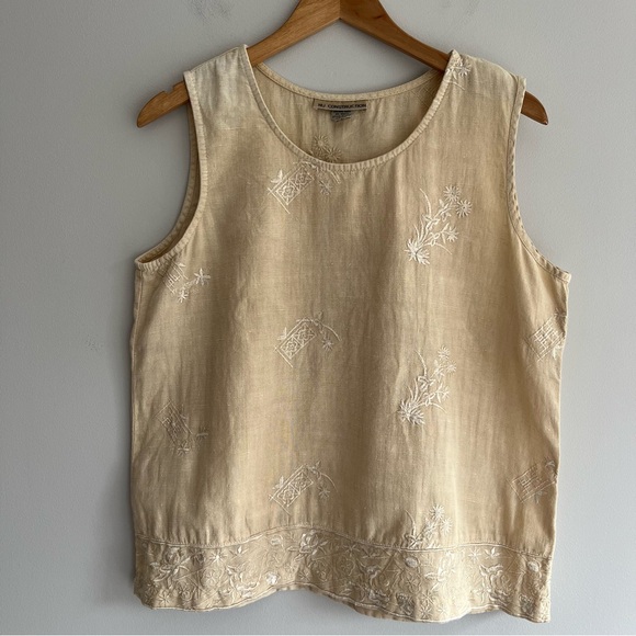 NU Construction Tops - NU Construction Vintage Beige Embroidered Tank Top PL
